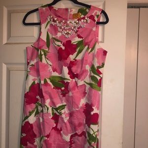 Pink printed shift dress